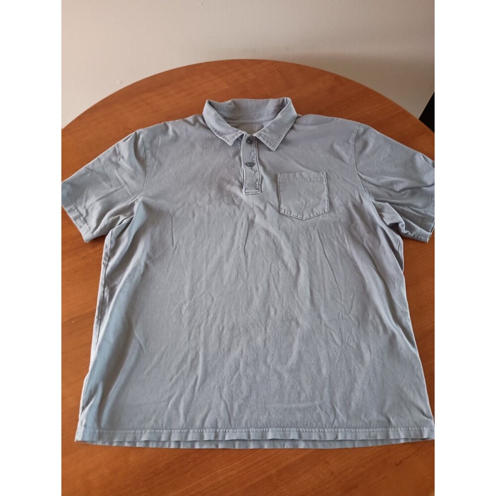 LL Bean Polo Shirt XL Mens Teal Blue Cotton Short Sleeve Pockets